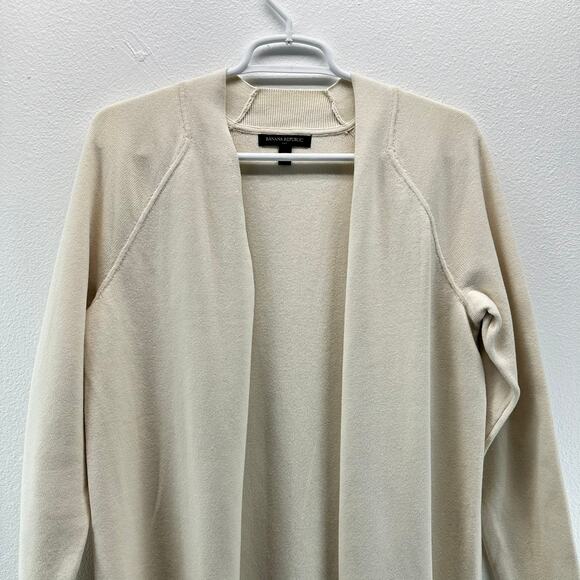Banana Republic Long Open Front Cardigan Sweater Blazer Oatmeal Cream XS - Picture 3 of 12